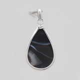 Black Banded Agate Silver Pendants