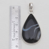 Black Banded Agate Silver Pendants
