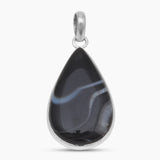 Black Banded Agate Silver Pendants