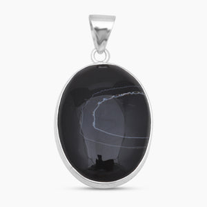 Black Banded Agate Silver Pendants