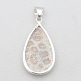 Natural Fossil Coral Silver Pendants
