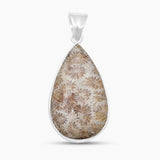 Natural Fossil Coral Silver Pendants