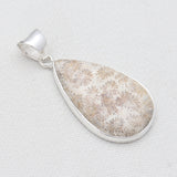 Natural Fossil Coral Silver Pendants