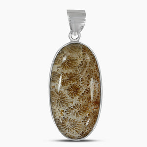 Natural Fossil Coral Silver Pendants