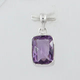 Amethyst Checker Cut Silver Pendant