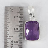 Amethyst Checker Cut Silver Pendant