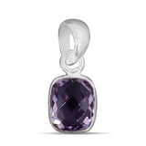 Amethyst Checker Cut Silver Pendant