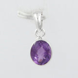 Amethyst Checker Cut Silver Pendant