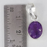 Amethyst Checker Cut Silver Pendant