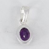 Amethyst Checker Cut Silver Pendant