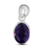 Amethyst Checker Cut Silver Pendant