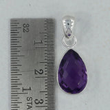 Amethyst Checker Cut Silver Pendant