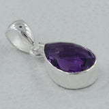 Amethyst Checker Cut Silver Pendant