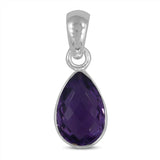 Amethyst Checker Cut Silver Pendant