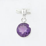 Amethyst Checker Cut Silver Pendant