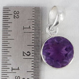 Amethyst Checker Cut Silver Pendant