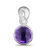 Amethyst Checker Cut Silver Pendant