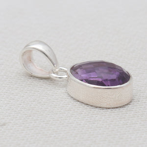 Amethyst Checker Cut Silver Pendants