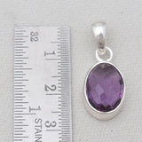 Amethyst Checker Cut Silver Pendants