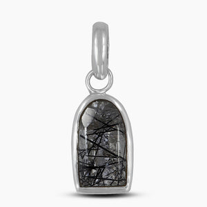 Black Rutilated Quartz Silver Pendants