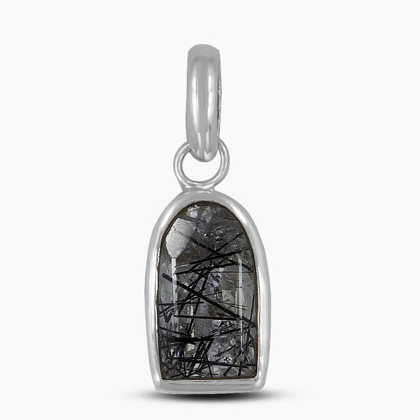 Black Rutilated Quartz Silver Pendants