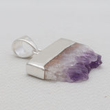 Natural Amethyst Slice Silver Pendants