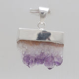 Natural Amethyst Slice Silver Pendants
