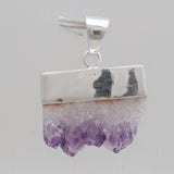 Natural Amethyst Slice Silver Pendants