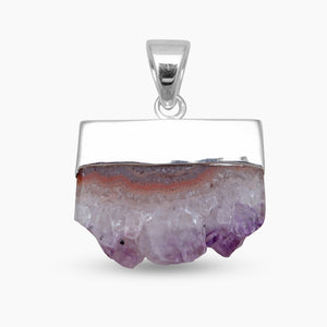 Natural Amethyst Slice Silver Pendants