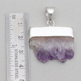 Natural Amethyst Slice Silver Pendants