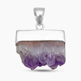 Natural Amethyst Slice Silver Pendants