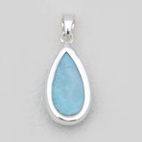 Teardrop Larimar Sterling Silver Pendants