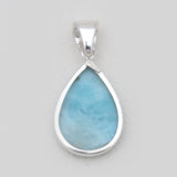 Teardrop Larimar Sterling Silver Pendants