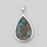 Blue Copper Turquoise Silver Pendants