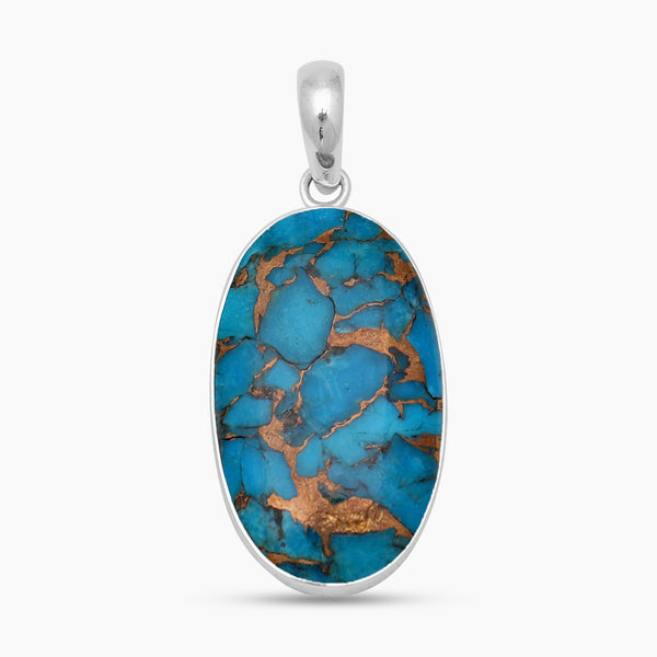 Blue Copper Turquoise Silver Pendants