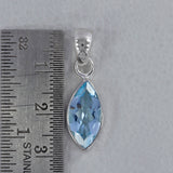 925 Sterling Silver Blue Topaz Pendant