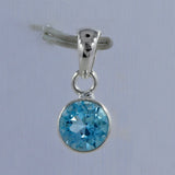 925 Sterling Silver Blue Topaz Pendant