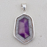 Amethyst Crystal Quartz Silver Pendant