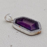 Amethyst Crystal Quartz Silver Pendant