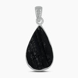 Raw Black Tourmaline Silver Pendants