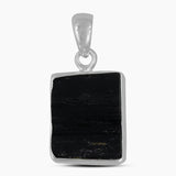 Raw Black Tourmaline Silver Pendants