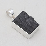 Raw Black Tourmaline Silver Pendants