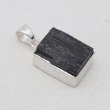 Raw Black Tourmaline Silver Pendants
