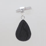 Raw Black Tourmaline Slice Silver Pendants