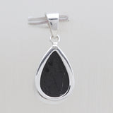 Raw Black Tourmaline Slice Silver Pendants