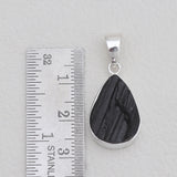 Raw Black Tourmaline Slice Silver Pendants