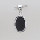 Raw Black Tourmaline Slice Silver Pendants