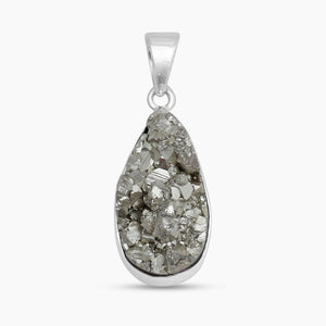 925 Sterling Silver Pyrite Druzy Pendants