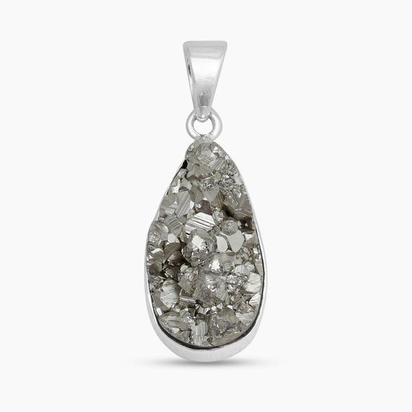 925 Sterling Silver Pyrite Druzy Pendants