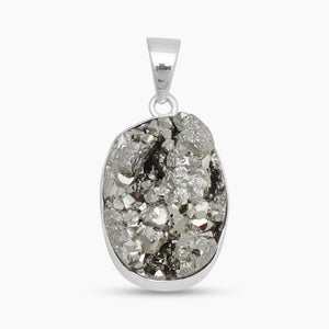 925 Sterling Silver Pyrite Druzy Pendants